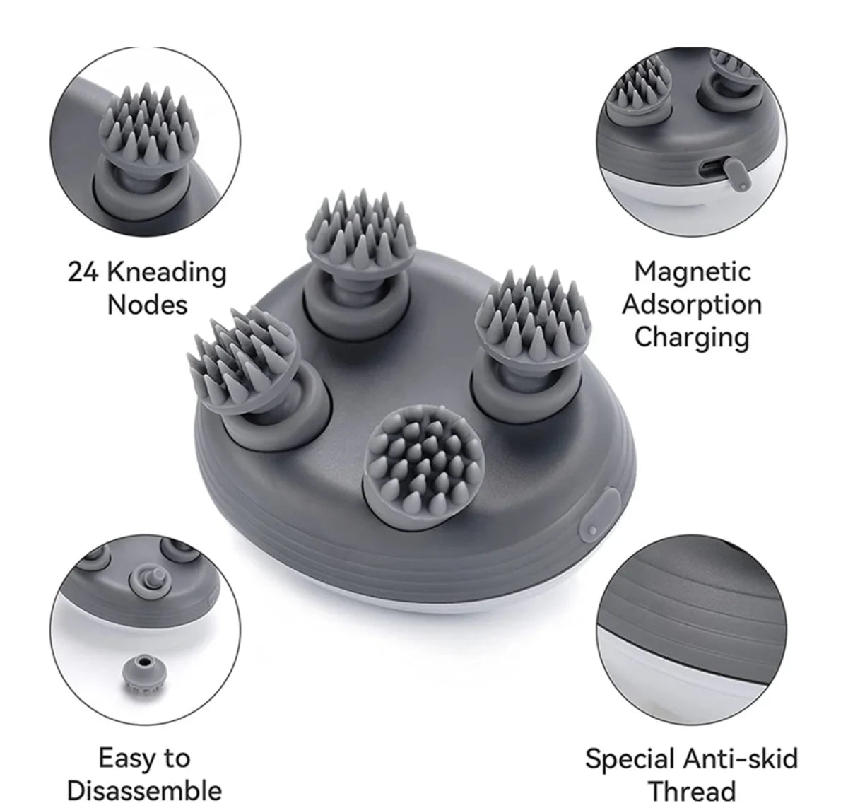 Smart Electric Scalp Massager With Soft Silicone Massage Heads